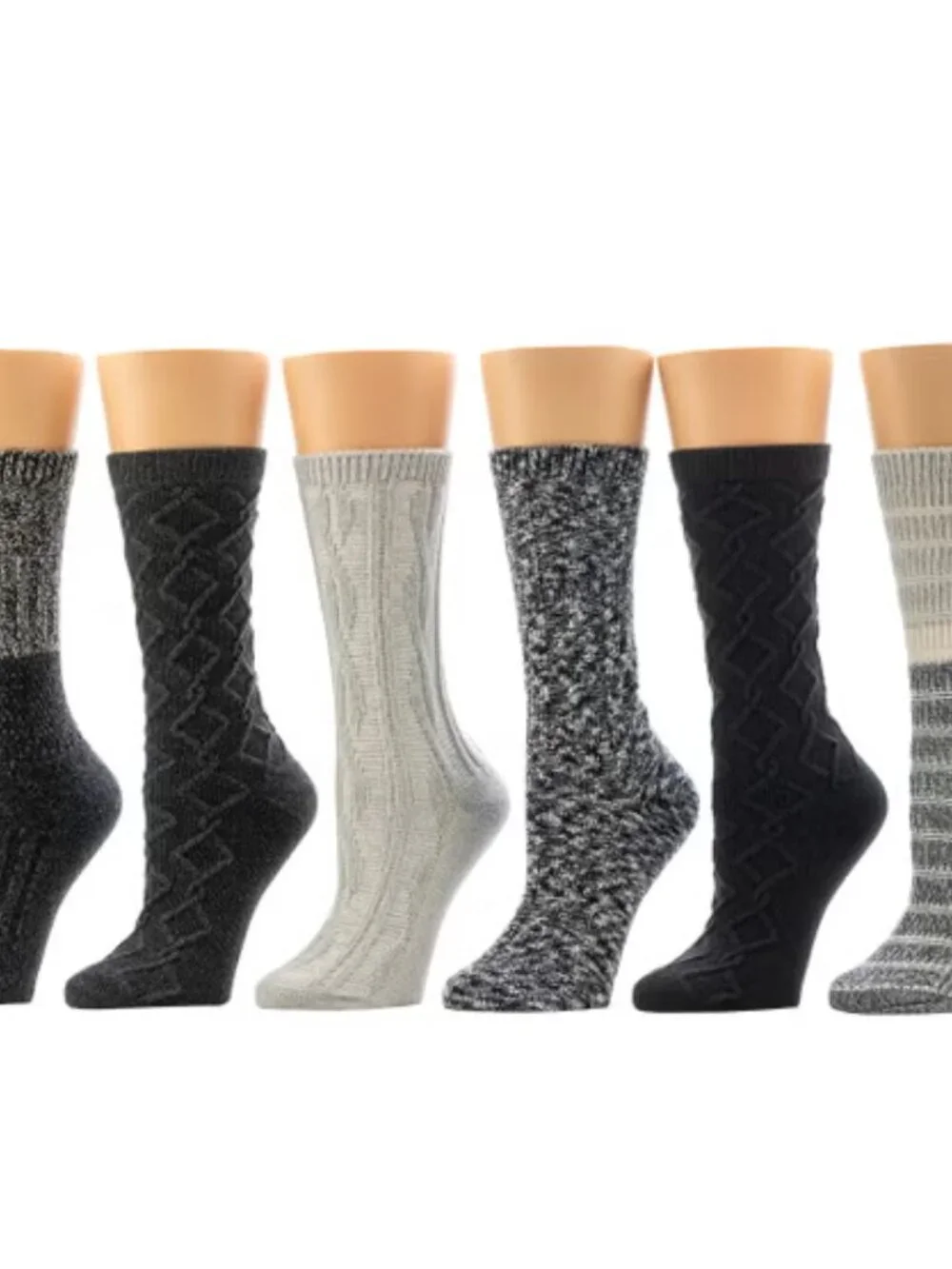 BearPaw Women's 6-Pair Boot Socks Black, Fits Shoe Size: 4-10, NWT
